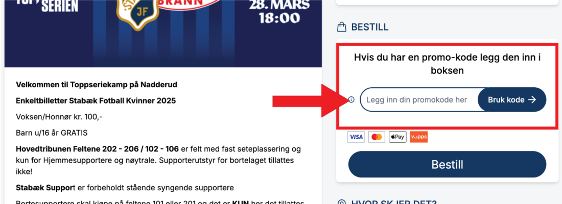 Klikk for å ta ut din billett til Toppserien
